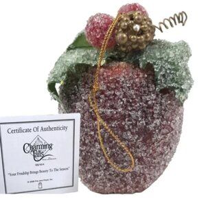 Fitz and Floyd Frosted Sugar Apple Ornament 2006 Christmas